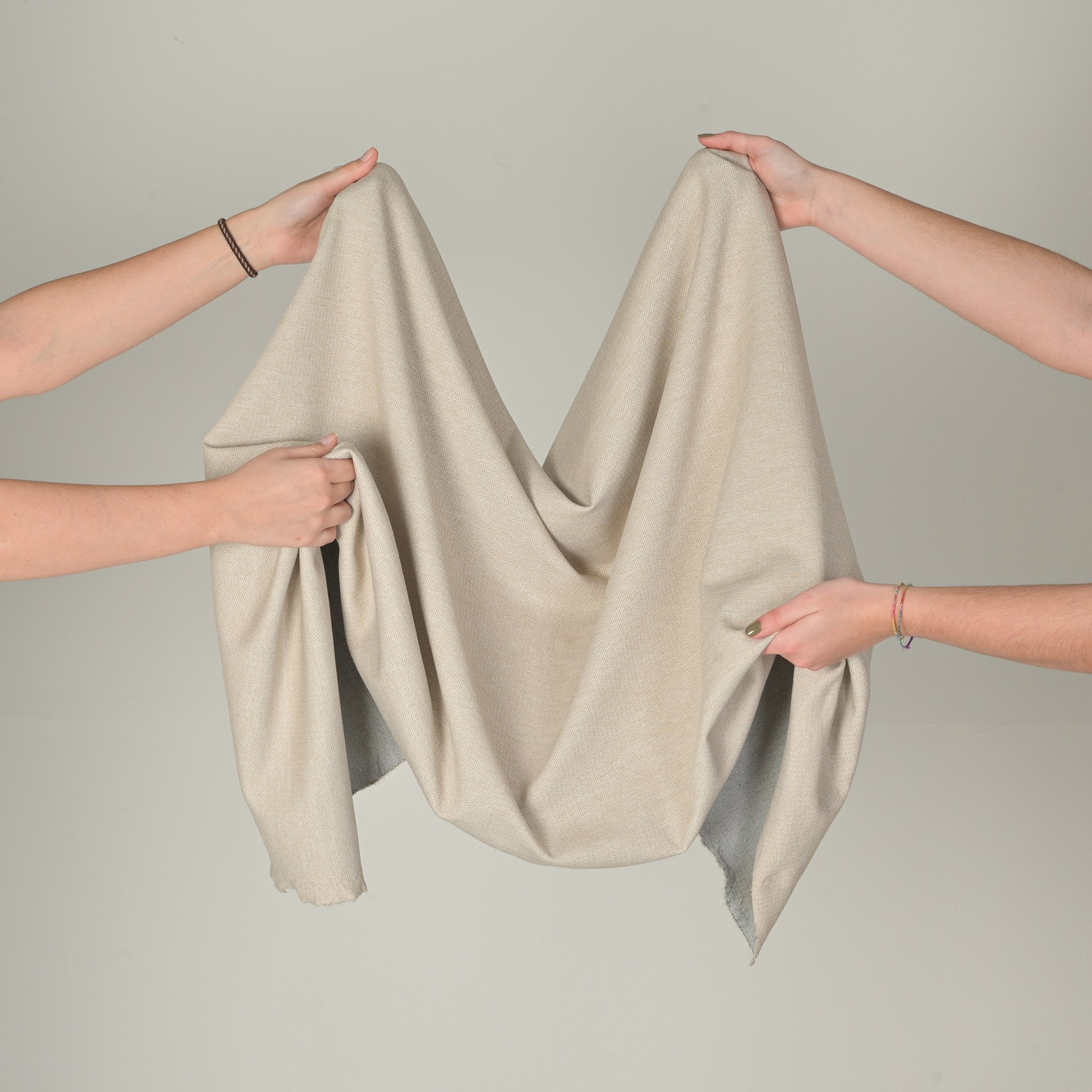 Beige Herringbone Jersey Fabric 11088