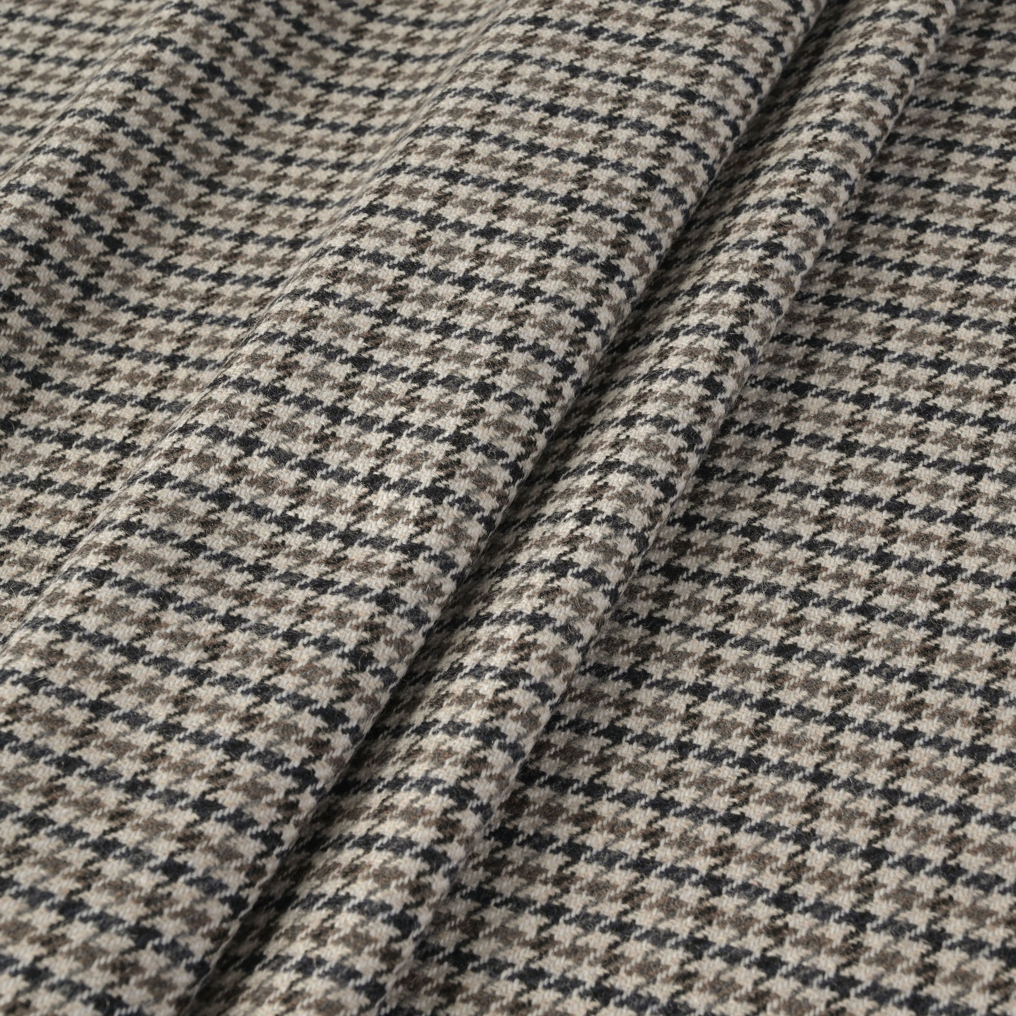 Beige Pied-de-Poule Flannel Fabric 9065