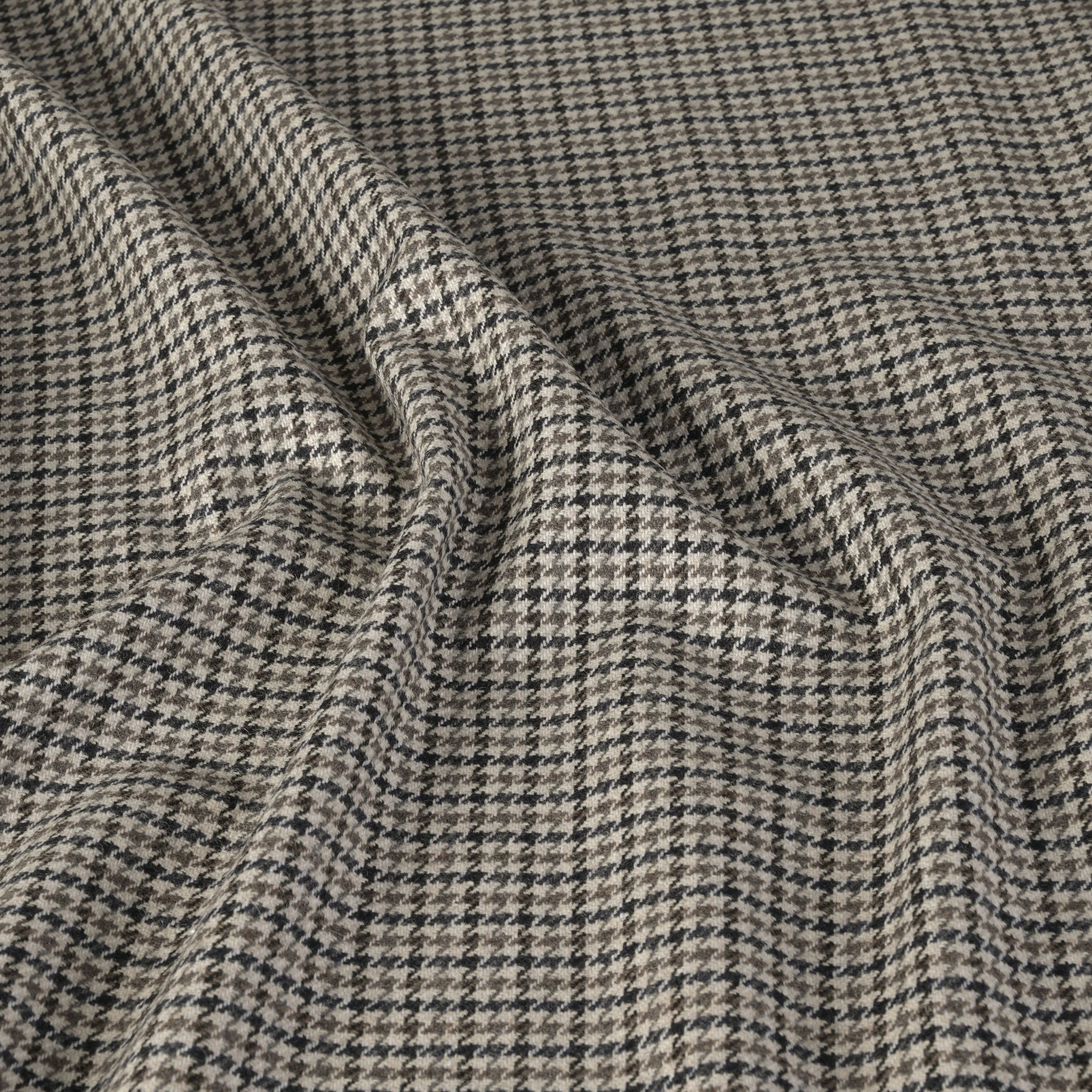Beige Pied-de-Poule Flannel Fabric 9065