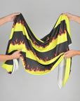 Black Flame Print Jersey Fabric 6837