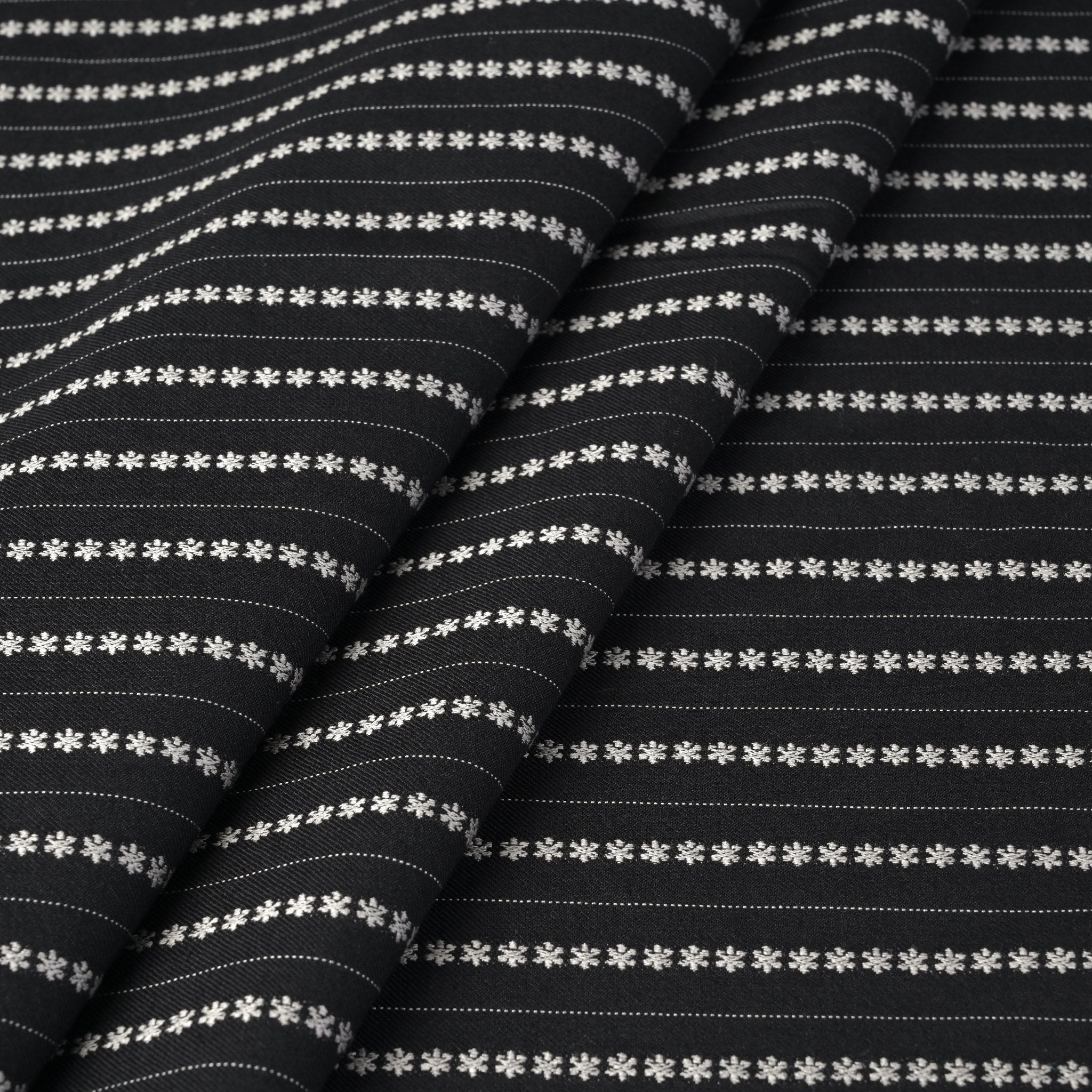 Black Floral Suiting Fabric 4525