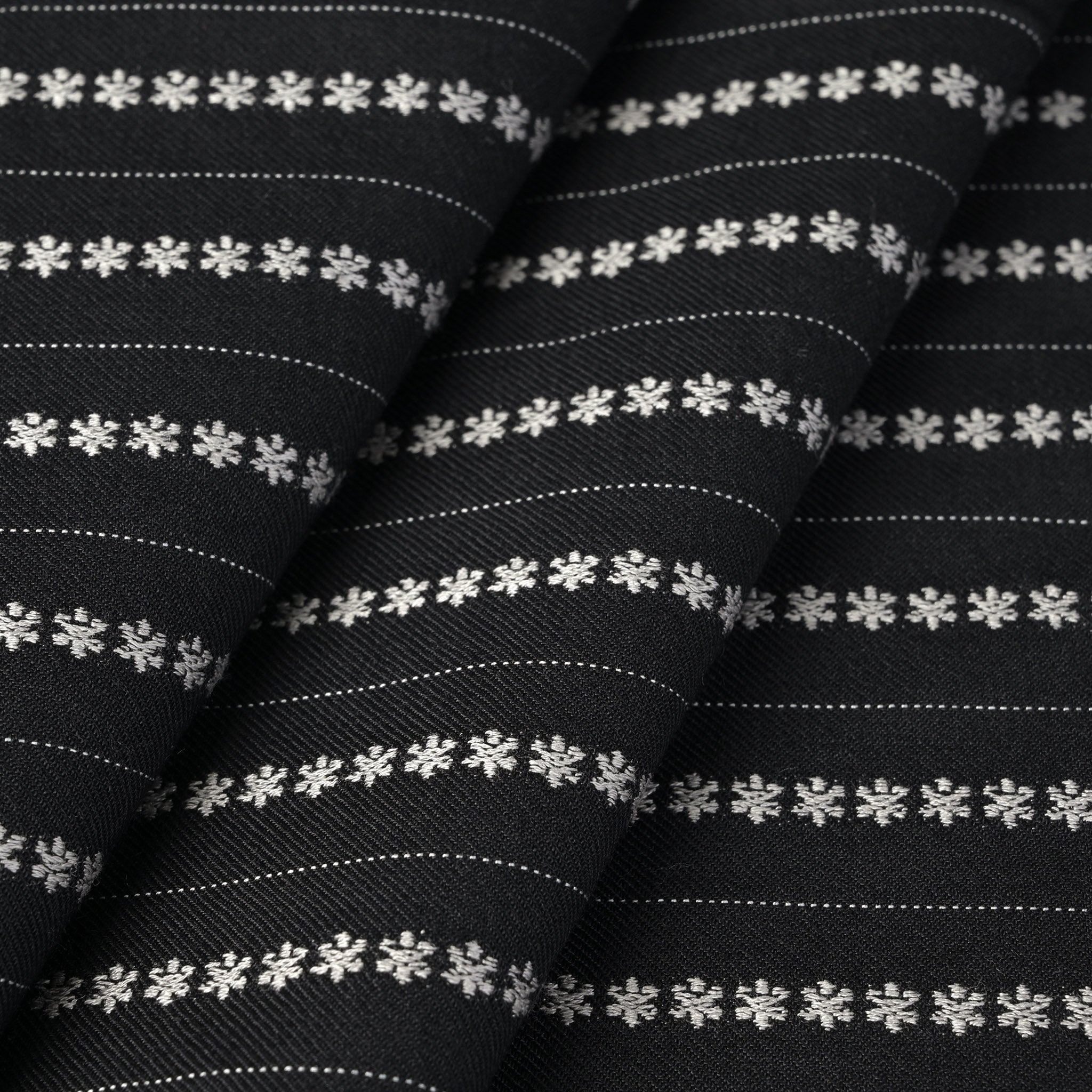 Black Floral Suiting Fabric 4525