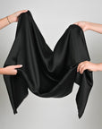 Black Satin Backed Crepe Fabric 2758