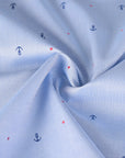 Blue Embroidered Oxford Fabric 2581