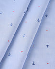 Blue Embroidered Oxford Fabric 2581