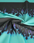 Blue Flame Print Jersey Fabric 6835
