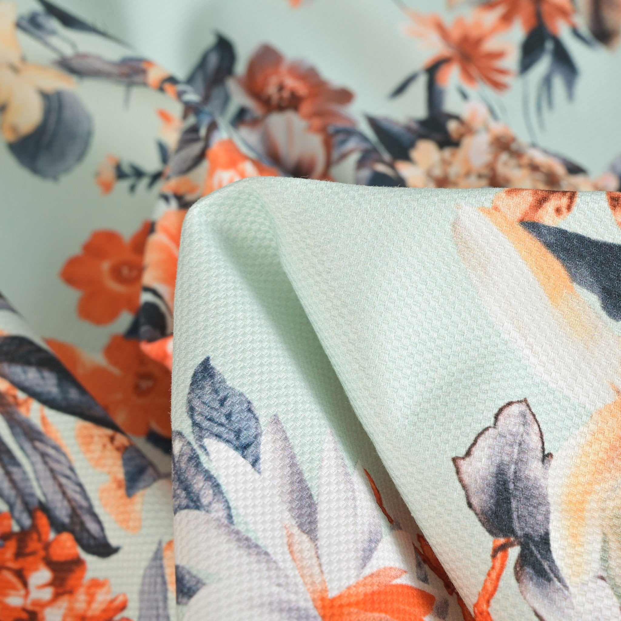 Blue Floral Honeycomb Fabric 3416