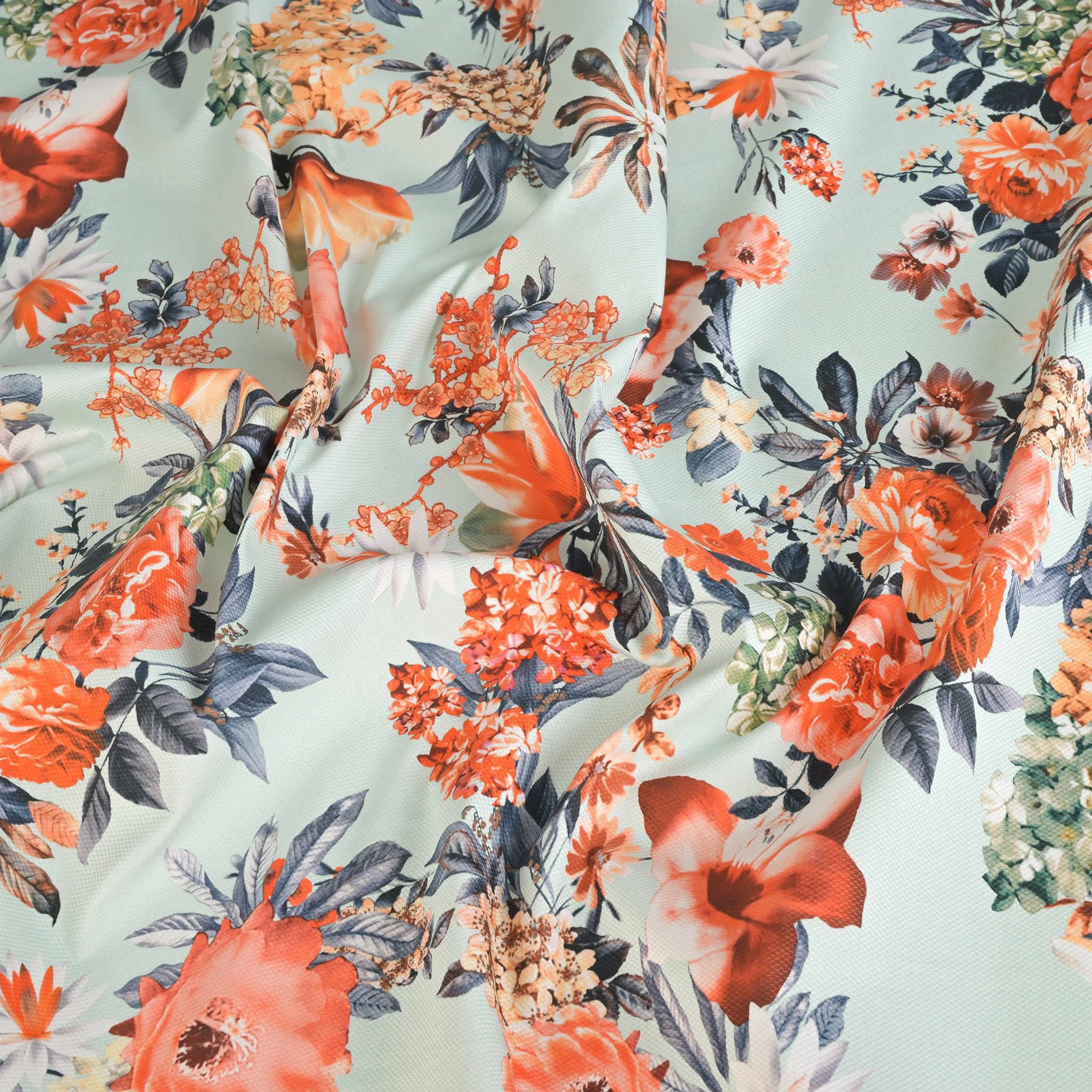Blue Floral Honeycomb Fabric 3416