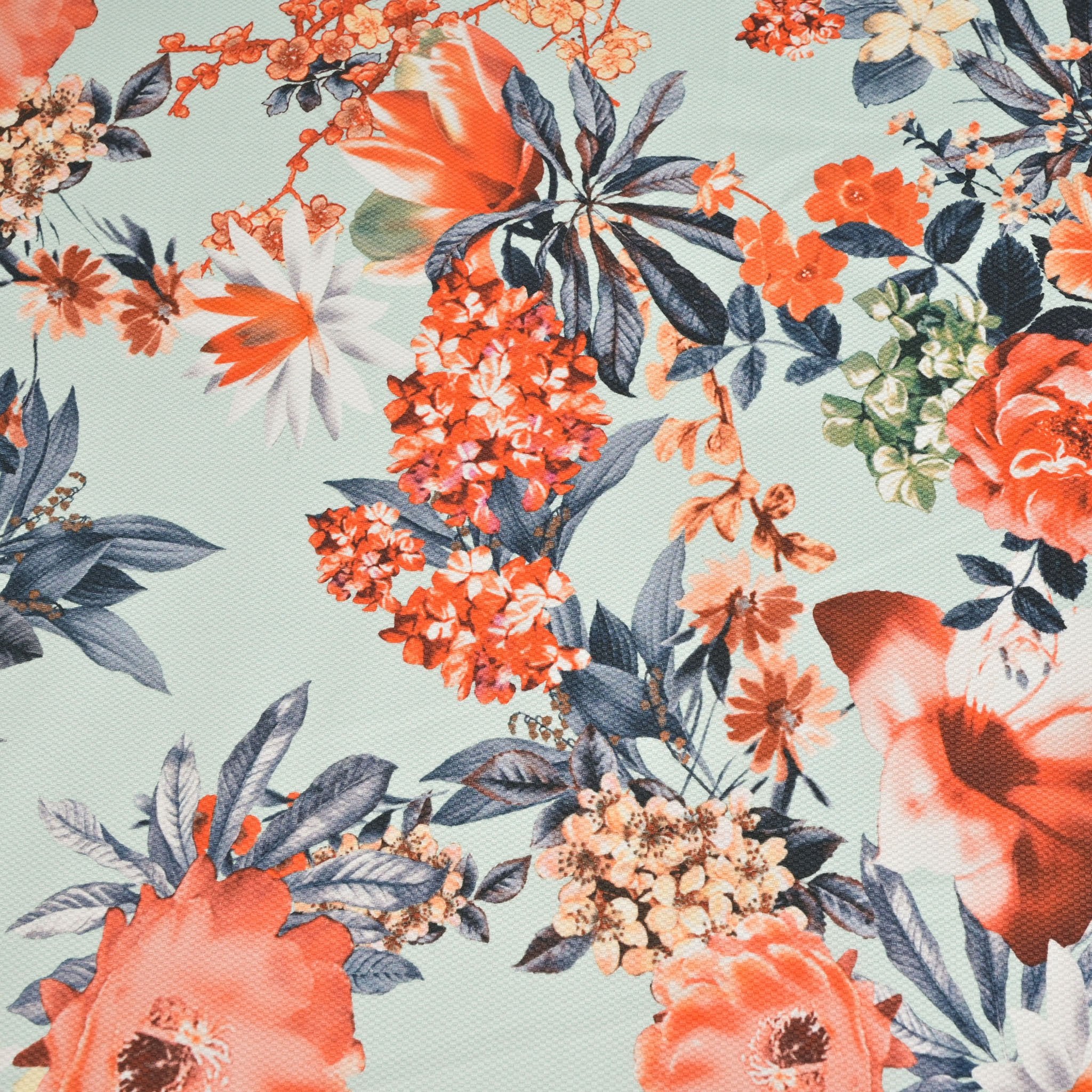 Blue Floral Honeycomb Fabric 3416