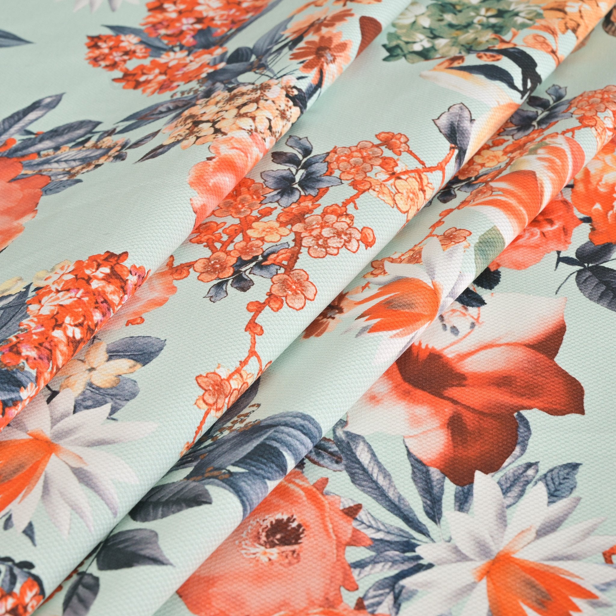 Blue Floral Honeycomb Fabric 3416