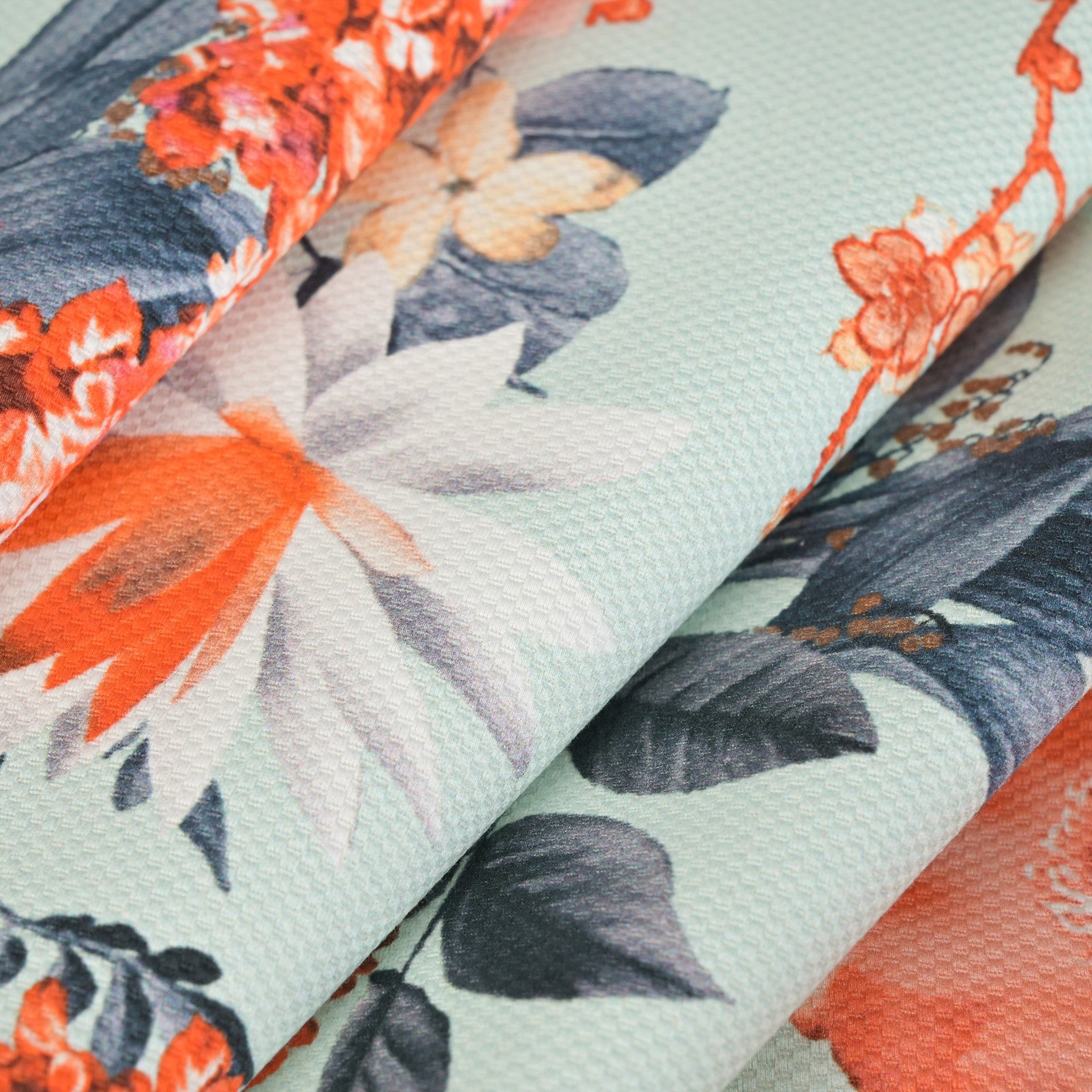 Blue Floral Honeycomb Fabric 3416