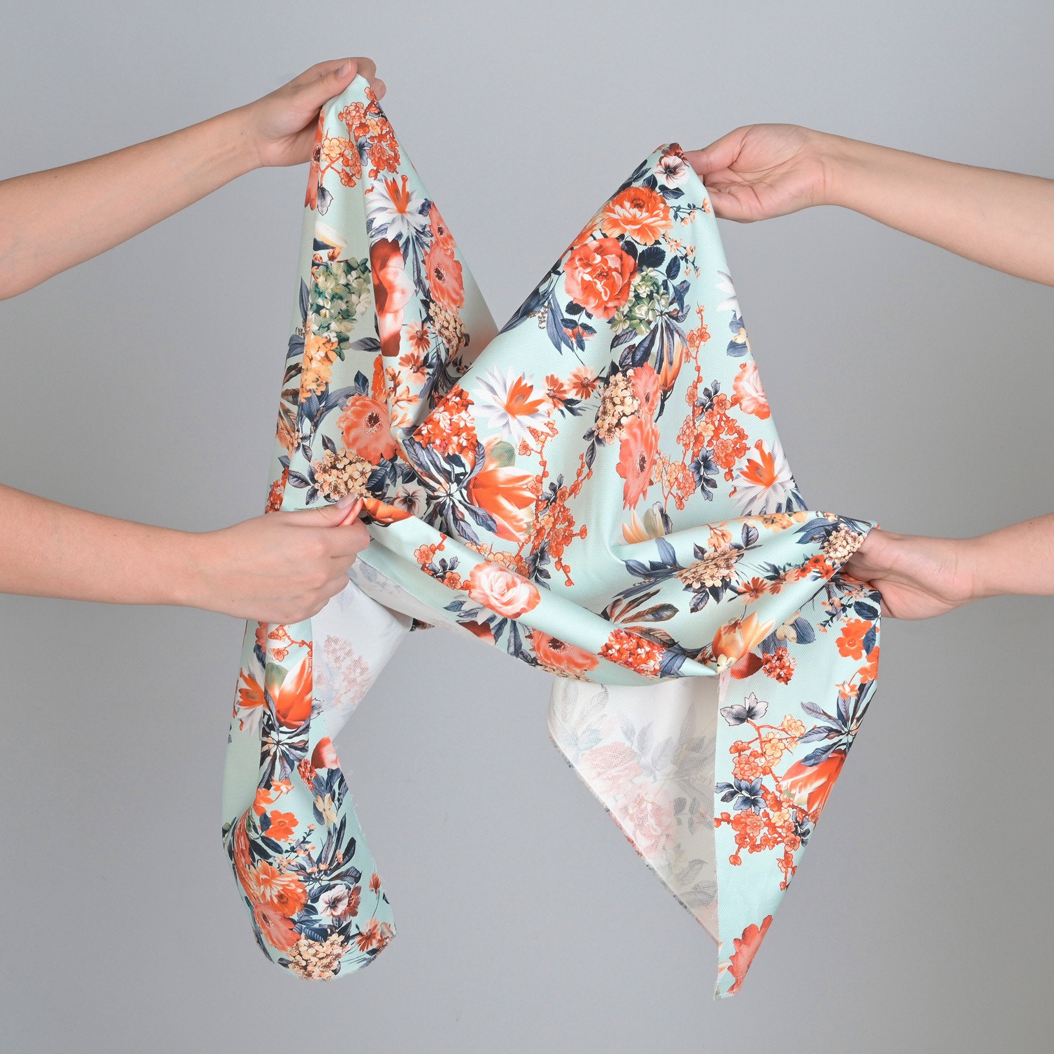 Blue Floral Honeycomb Fabric 3416