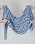 Blue Striped Twill Satin Fabric 4539