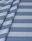 Blue Striped Twill Satin Fabric 4539
