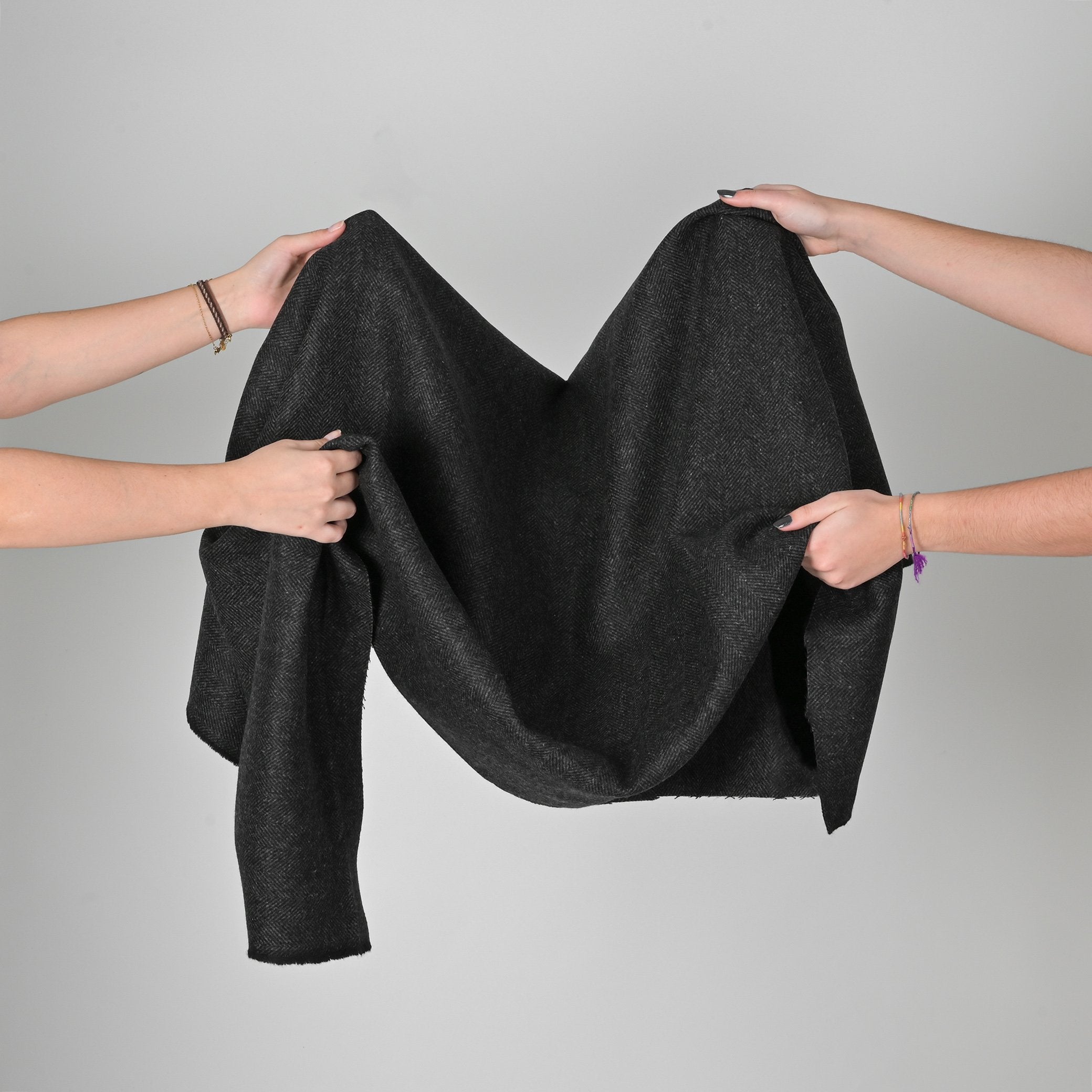 Grey Herringbone Coating Fabric 7975