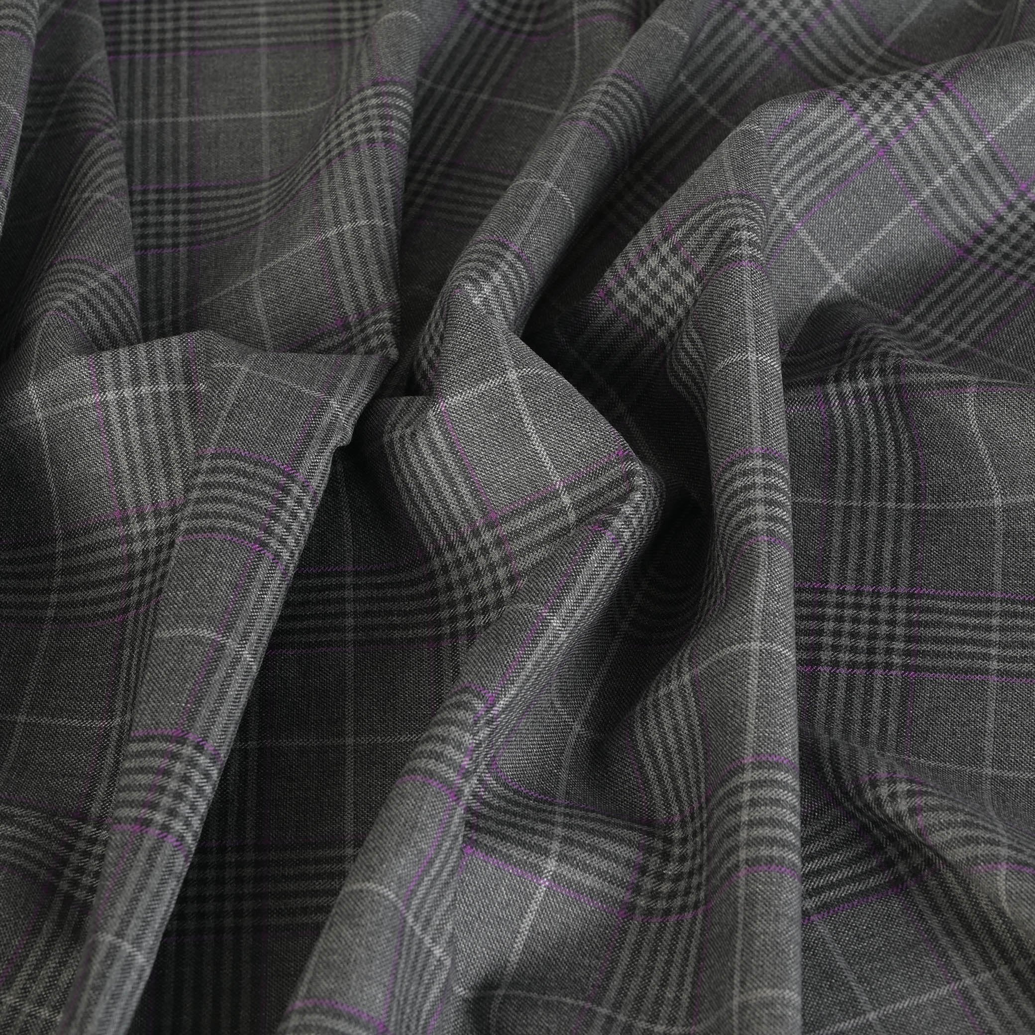 Grey Plaid Suiting Fabric 5410