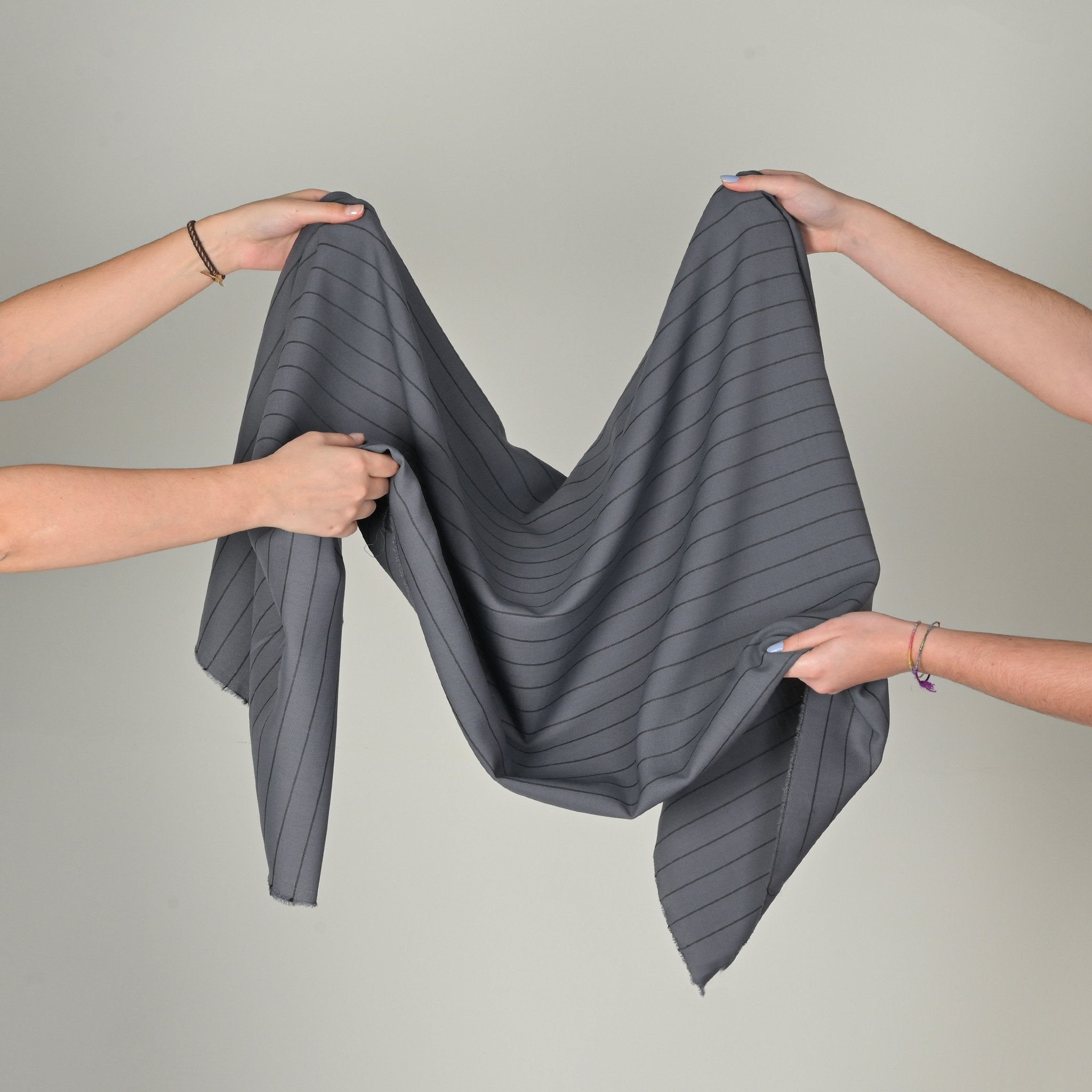 Grey Striped Suiting Fabric 4693