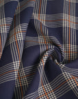 Navy Double Weave Plaid Fabric 5067