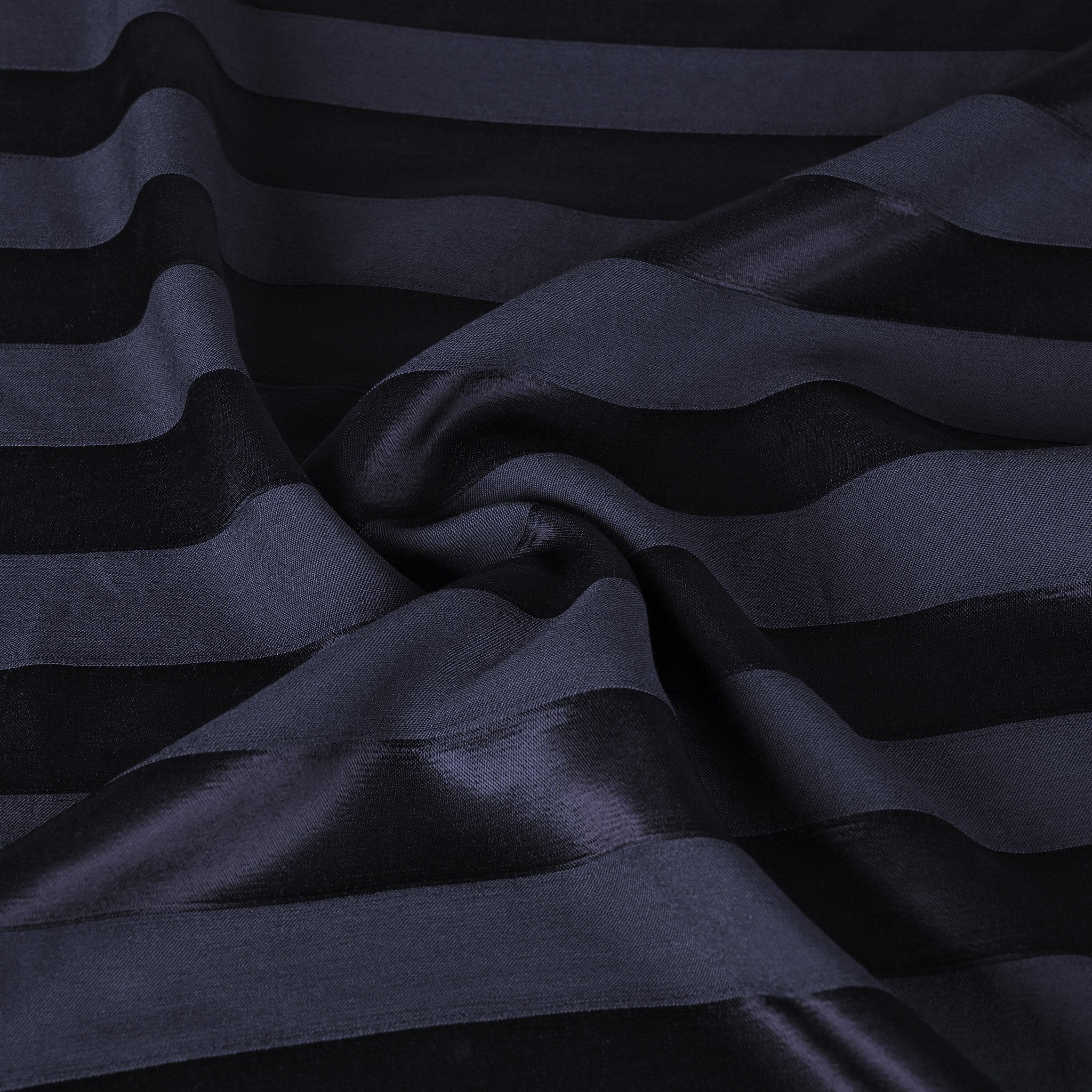 Navy Striped Satin Fabric 99373