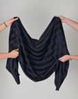 Navy Striped Satin Fabric 99373