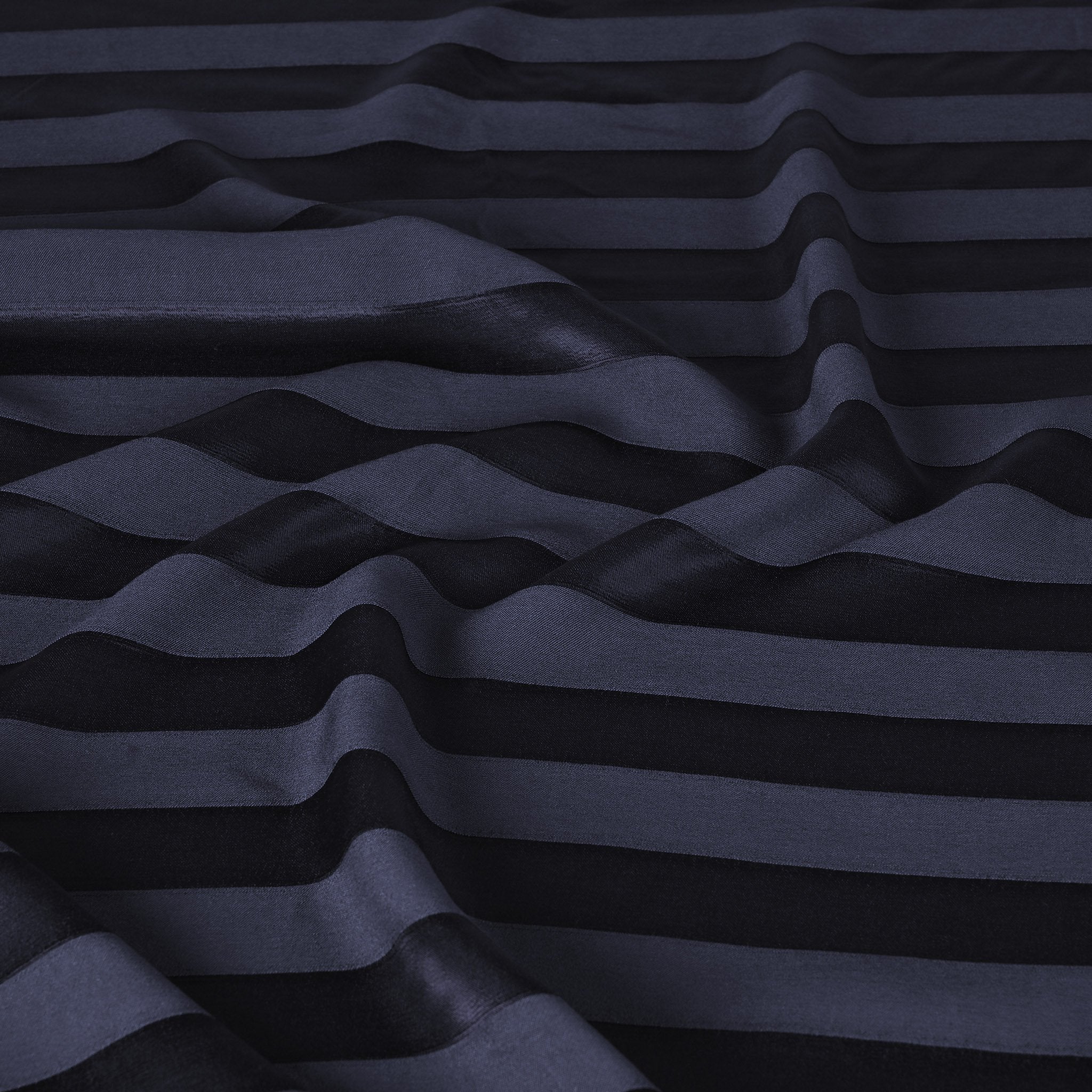Navy Striped Satin Fabric 99373