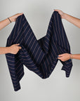 Navy Striped Suiting Fabric 3954