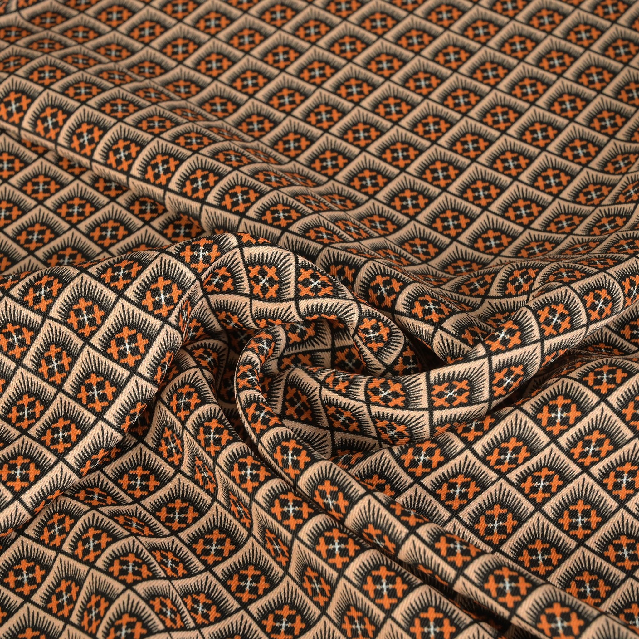 Orange Blouse Weight Print Fabric 5605