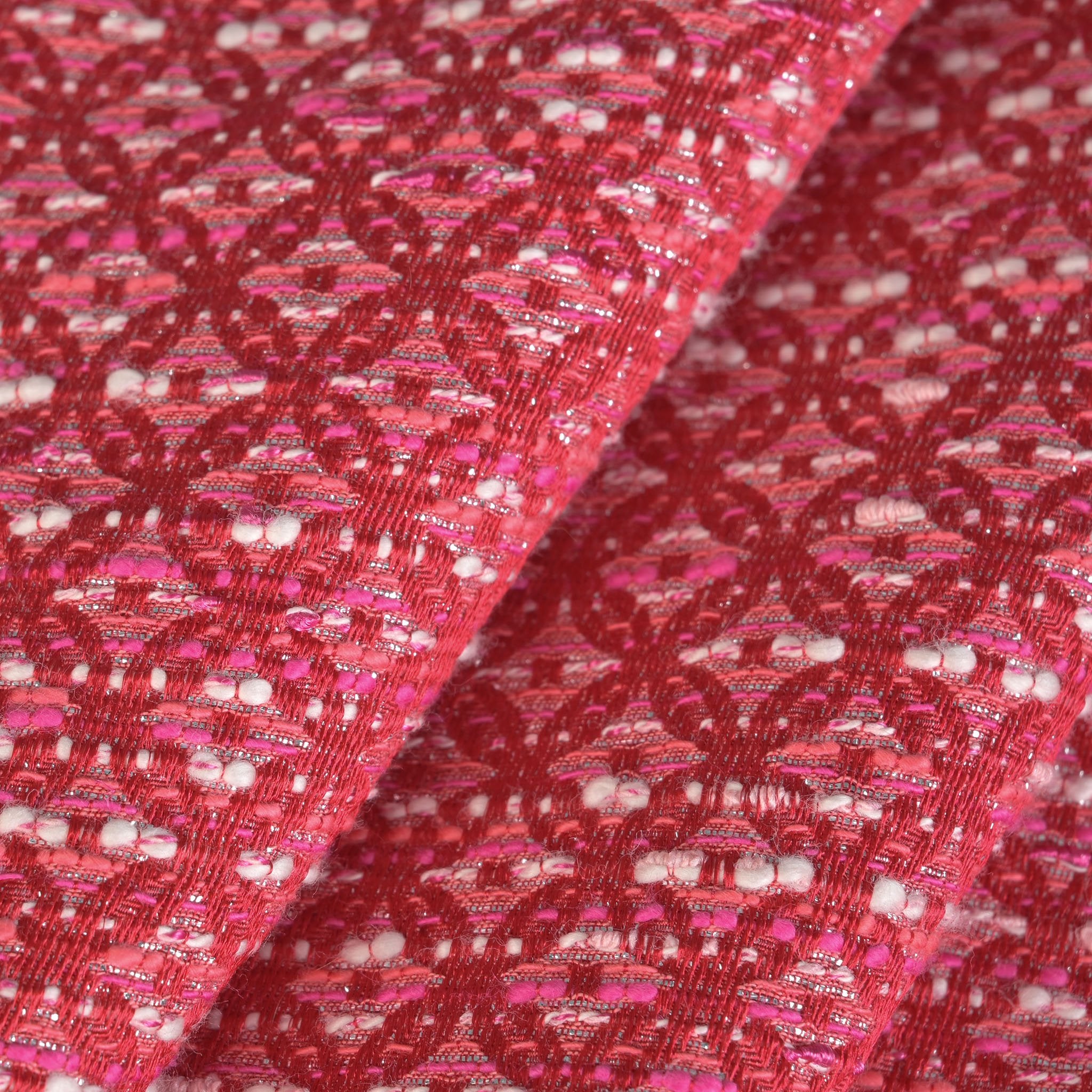 Red Geometric Jacquard Fabric 96915