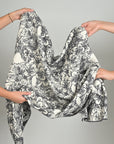 White and Blue Jacquard Fabric 2150