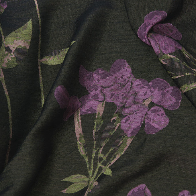 Black / Mauve Floral Jacquard 58 - Fabrics4Fashion