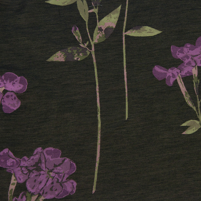 Black / Mauve Floral Jacquard 58 - Fabrics4Fashion