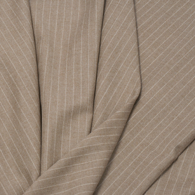 Camel Chalk Stripe Suiting Fabric 646 - Fabrics4Fashion