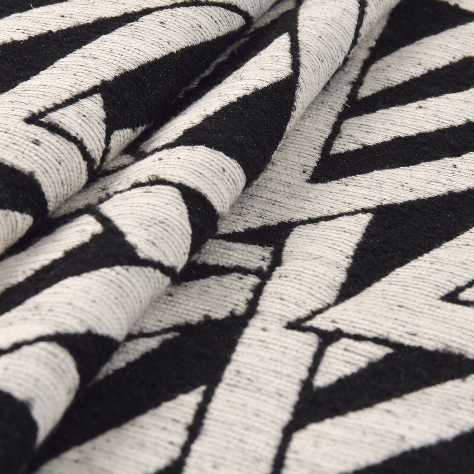 Black & Ivory Geometric Jacquard 3307 - Fabrics4Fashion