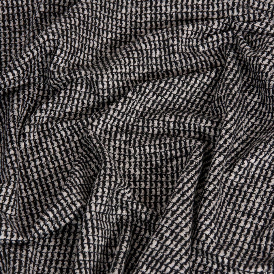 Black and White Geometric Cotton / Wool Fabric 1515 - Fabrics4Fashion