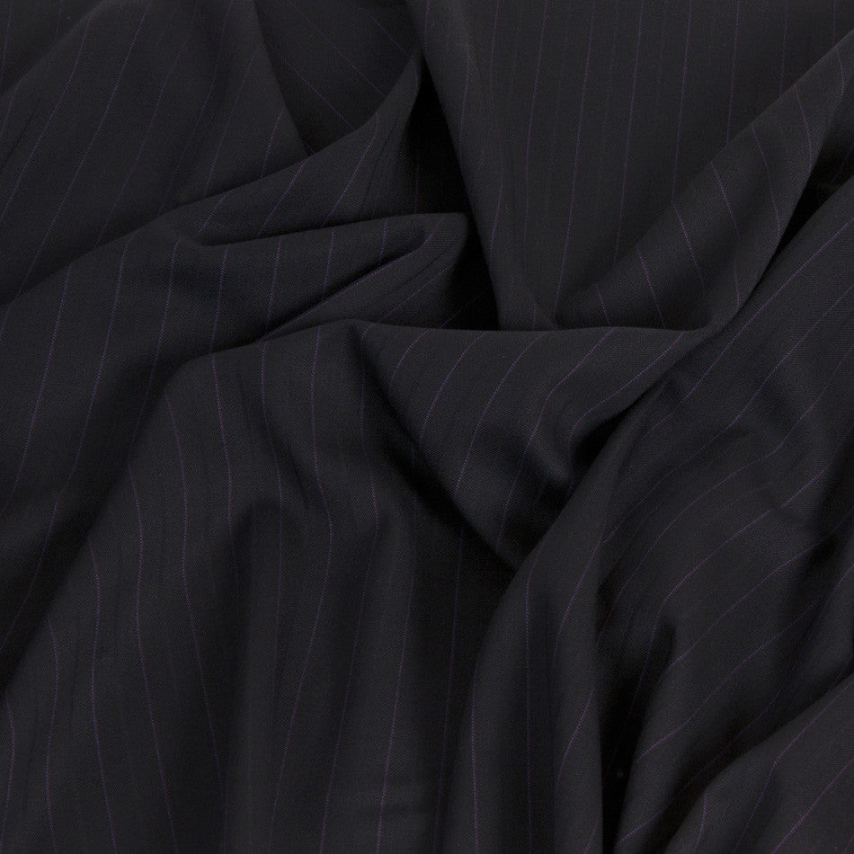 Navy Pinstripe Suiting Fabric 1476 - Fabrics4Fashion