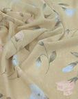 Beige Floral Print Crepe fabric