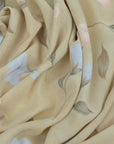 Beige Floral Print Crepe fabric