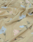 Beige Floral Print Crepe fabric