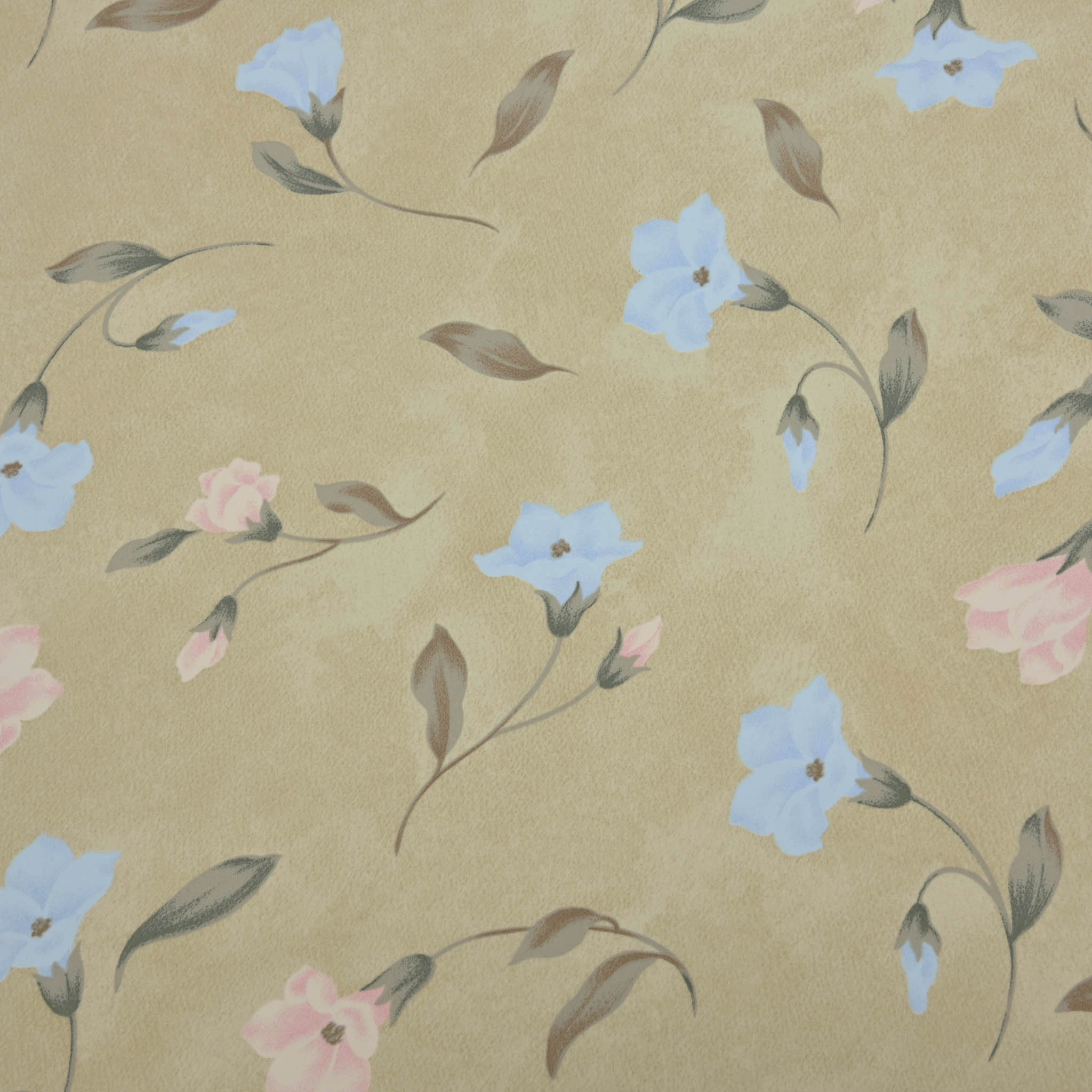 Beige Floral Print Crepe fabric