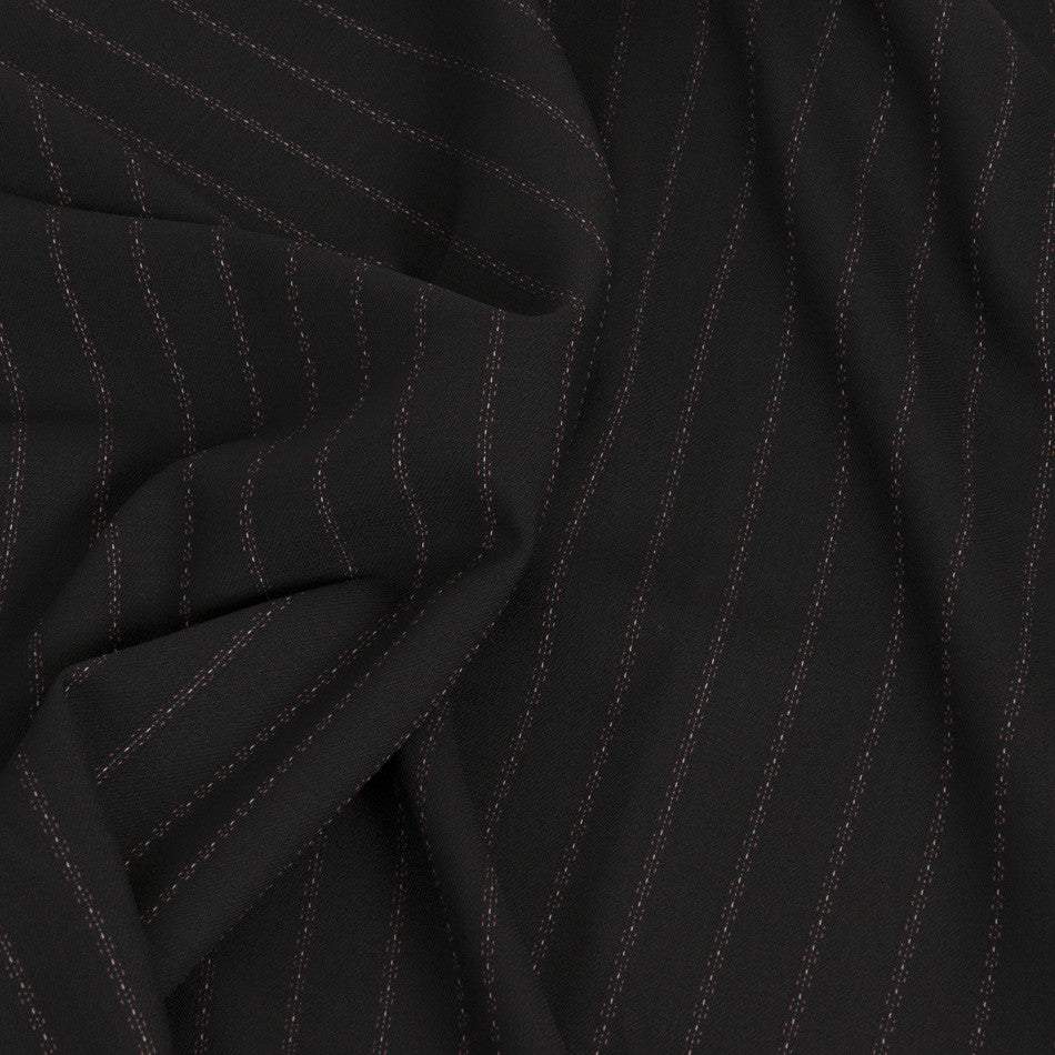 Black Pinstriped Suiting Fabric 19 - Fabrics4Fashion