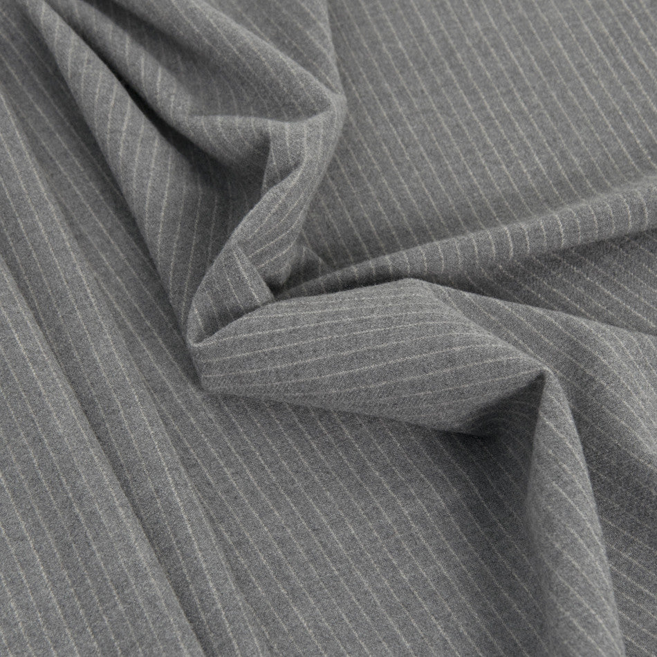 Ash Grey Pinstripe Stretchy Wool 2280 - Fabrics4Fashion