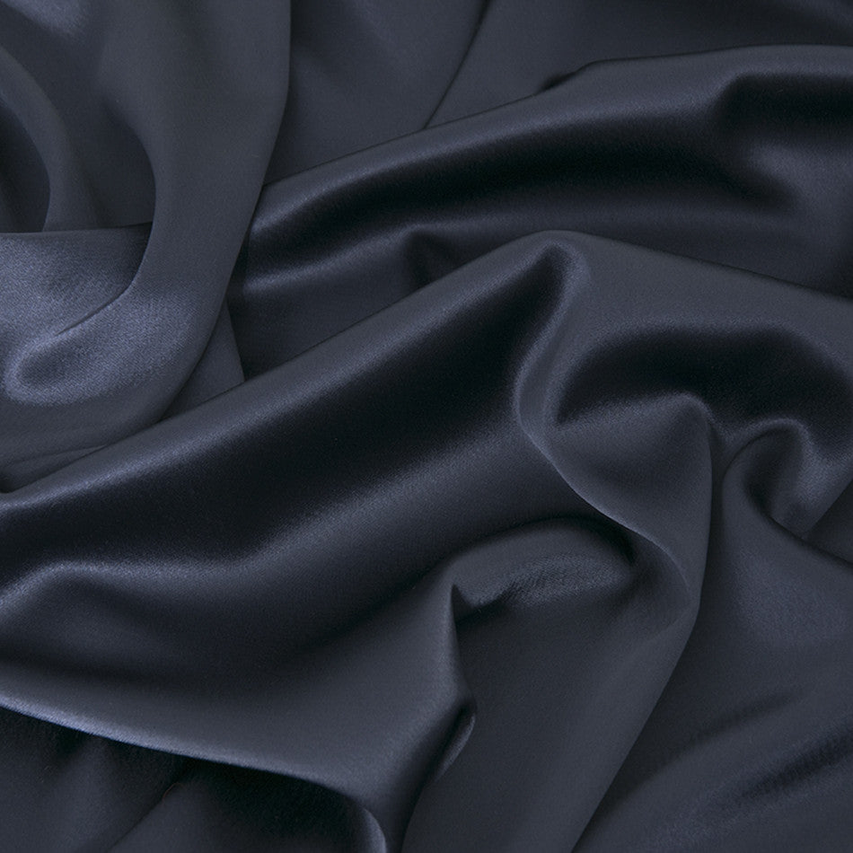 Plain embossed satin fabric - night blue x 10cm