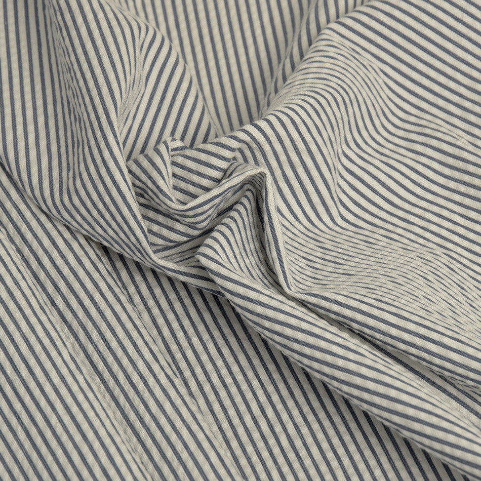Navy/White Stripes Cotton 2307 - Fabrics4Fashion