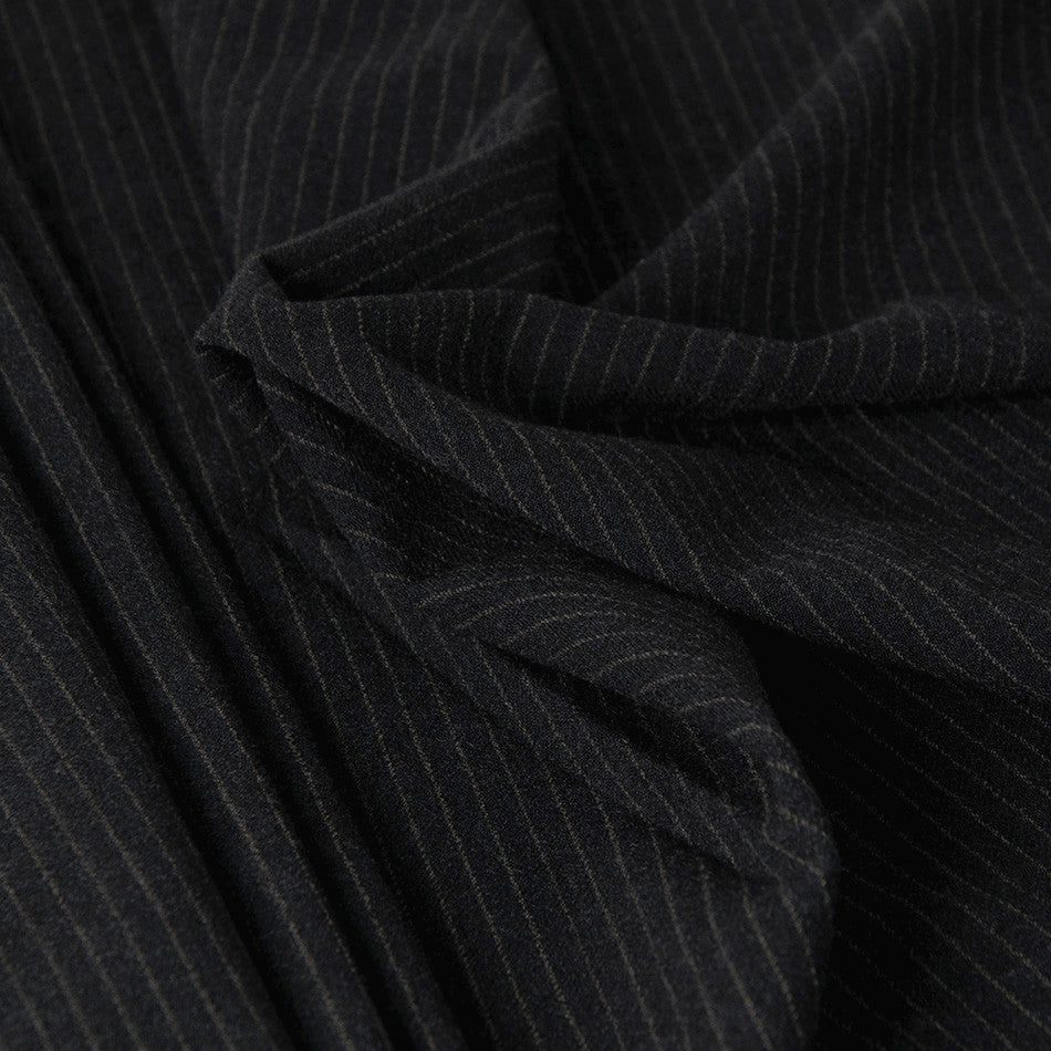 Charcoal Pinstripe Suiting Flannel 2344 - Fabrics4Fashion