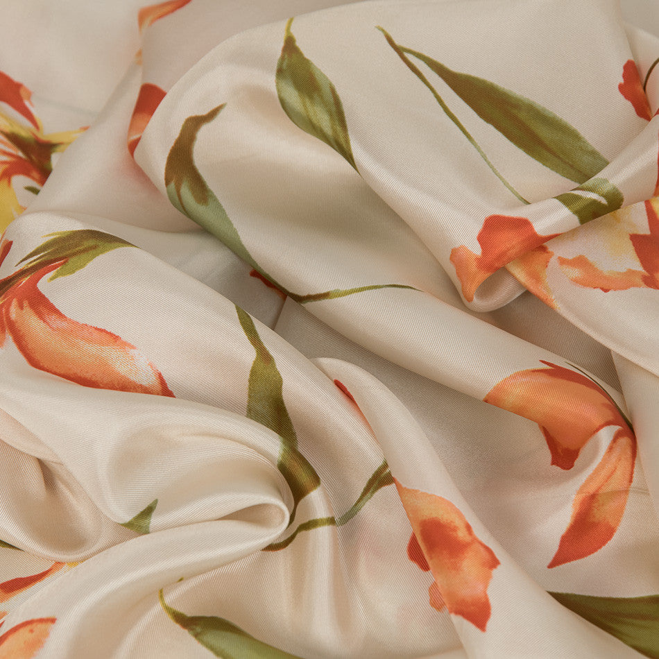 Floral Watercolor Printed Satin 2481 - Fabrics4Fashion