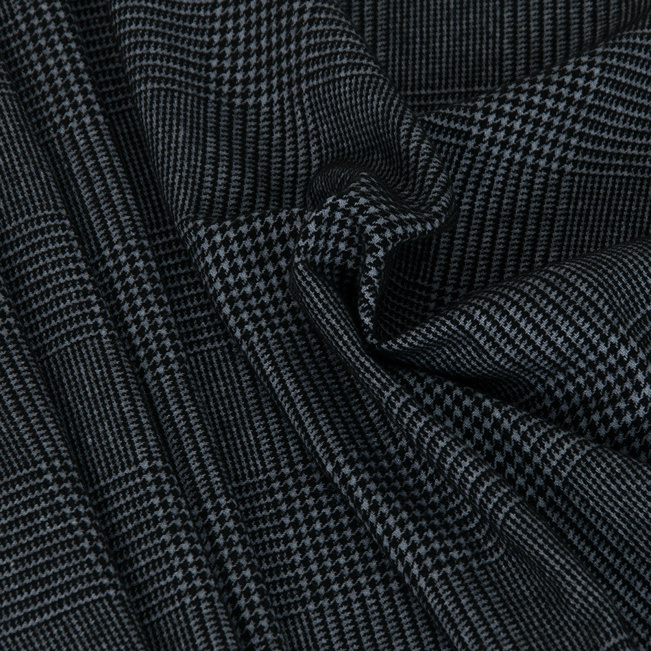 Black Grey Plaid Fabric