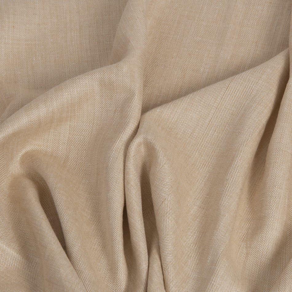 Linen fabric with herringbone pattern - beige