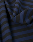 Stretch Black & Navy Stripe Fabric 398 - Fabrics4Fashion