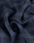 Blue Check Linen Fabric 4121