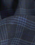 Blue Check Linen Fabric 4121